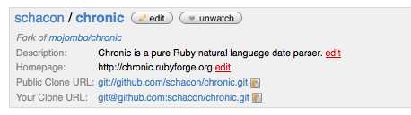 4장 Git 서버 Scott Chacon Pro Git 그림 4.14: 어떤 저장소든지 fork 버튼을 클릭하면 Push할 수 있는 저장소를 얻을 수 있다. 그림 4.15: Fork한 프로젝트 4.10.8 GitHub 요약 빨리 한번 전체를 훑어보는 것이 중요하기 때문에 여기에서는 GitHub에 대해 이 정도로만 설 명했다.