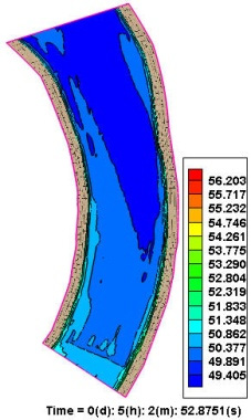 K. Kim et al. / Ecol. Resil. Infrastruct. (2015) 2(1): 042-053 49 (a) 200 m 3 s -1 (4 hrs) (b) 265 m 3 s -1 (4 hrs) (c) 350 m 3 s -1 (5 hrs) (d) 450 m 3 s -1 (5 hrs) (e) 550 m 3 s -1 (5 hrs) Fig. 10.