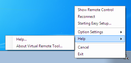 사용 고지 정보: Easy Setup 창을 표시하지 않고도 Virtual Remote Tool 화면(또는 도구 모 음)을 표시할 수 있습니다. 이렇게 하려면 화면에서 Do not use Easy Setup next time 의 확인란을 클 릭하여 선택합니다(6단계의 Easy Setup ).