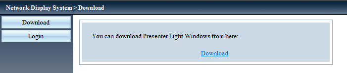 Presenter Light 정보 (무선 LAN이 연결된 경우 옵션 액세서리 무선 모듈(모델 번호: ET-WML100)이 필요합니다.) Windows 컴퓨터를 지원하는 정지 영상 전송 응용 소프트웨어 "Presenter Light"를 사용하면, 유선 LAN/무선 LAN을 통해 영상과 오디오를 프로젝터로 전송할 수 있습니다.