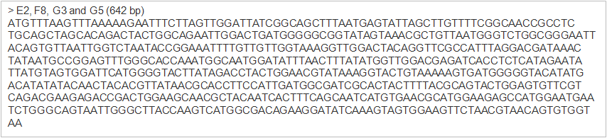 그림 1-16. JK-Xyn F/R primer와 분리균주 D1 cdna의 PCR을 통해 얻어진 xylanase 유전자의 염기서열. 그림 1-17.