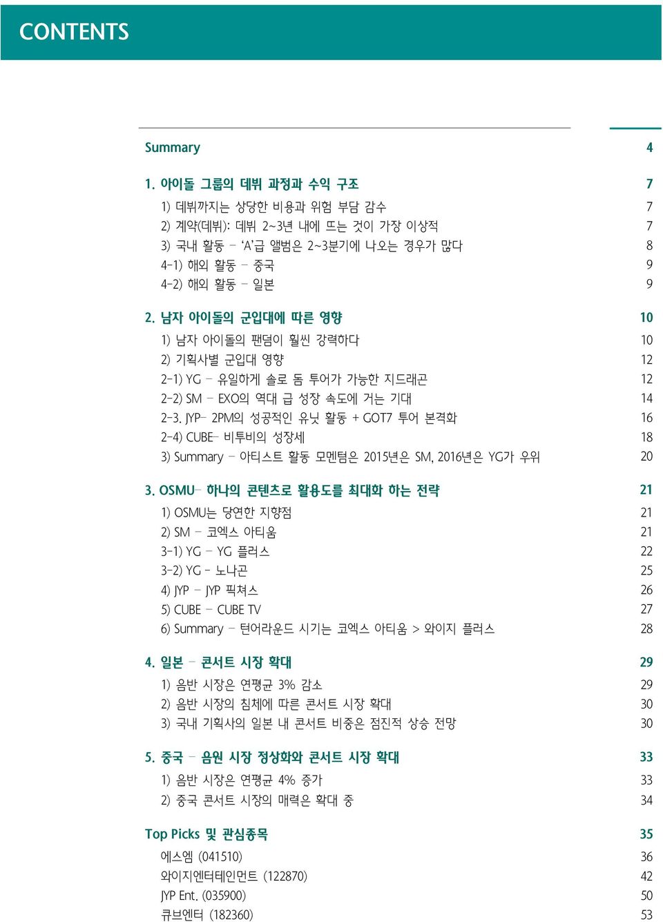 JYP 2PM의 성공적인 유닛 활동 + GOT7 투어 본격화 16 2-4) CUBE 비투비의 성장세 18 3) Summary 아티스트 활동 모멘텀은 215년은 SM, 216년은 YG가 우위 2 3.