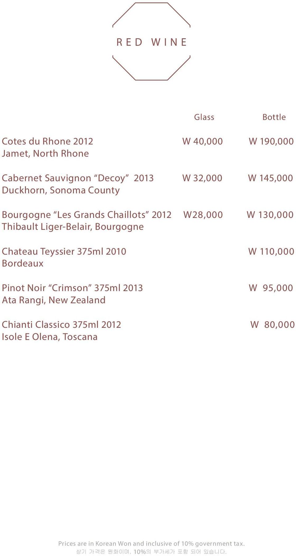 130,000 Thibault Liger-Belair, Bourgogne Chateau Teyssier 375ml 2010 W 110,000 Bordeaux Pinot Noir