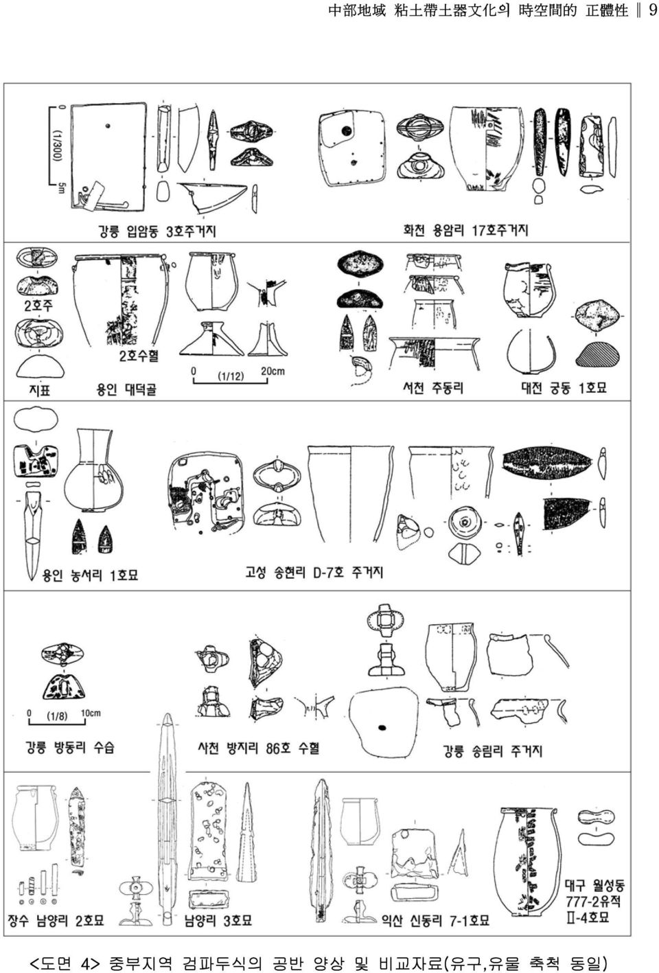 <도면 4> 중부지역 검파두식의 공반