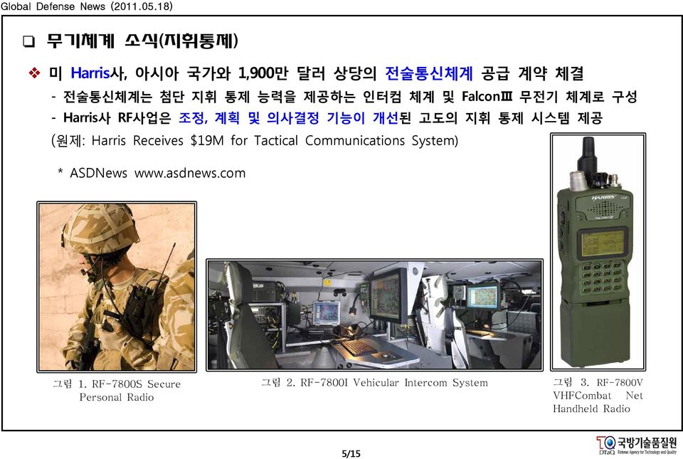 Receives $19M for Tactical Communications System) * ASDNews www.asdnews.com 그림 1.