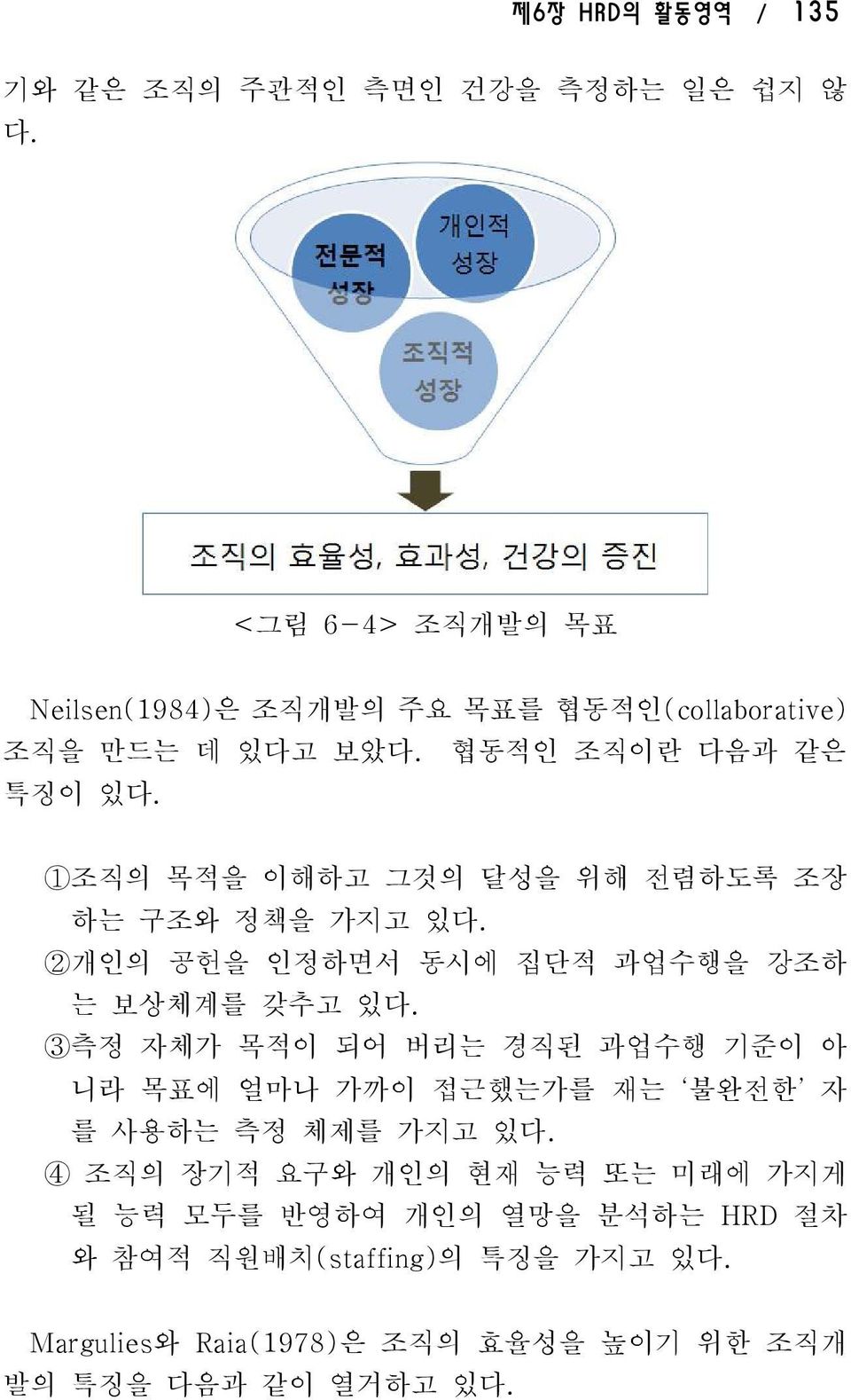 1조직의 목적을 이해하고 그것의 달성을 위해 전렴하도록 조장 하는 구조와 정책을 가지고 있다. 2개인의 공헌을 인정하면서 동시에 집단적 과업수행을 강조하 는 보상체계를 갖추고 있다.