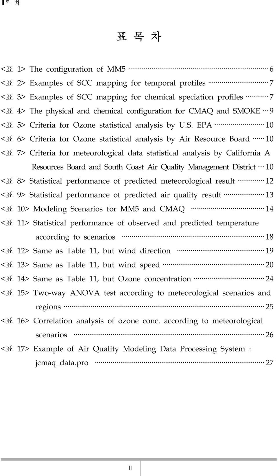 OKE 9 <표 5> Criteria for Ozone statistical analysis by U.S.