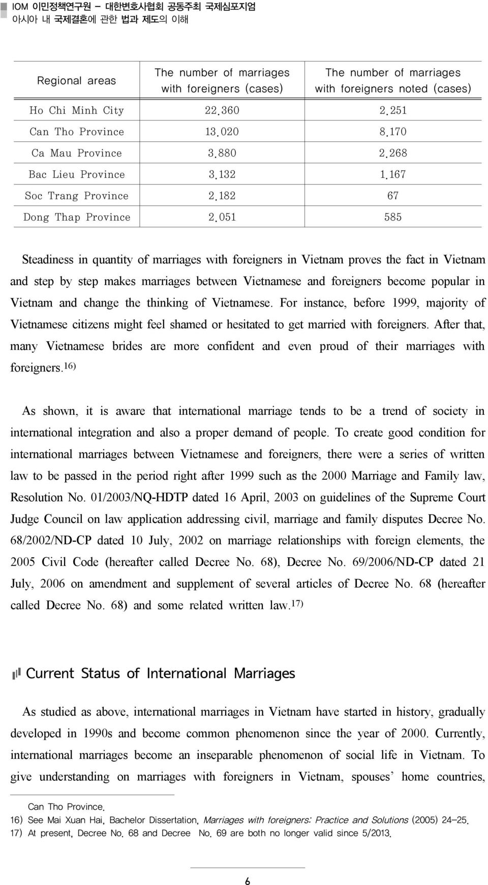 051 585 Steadiness in quantity of marriages with foreigners in Vietnam proves the fact in Vietnam and step by step makes marriages between Vietnamese and foreigners become popular in Vietnam and