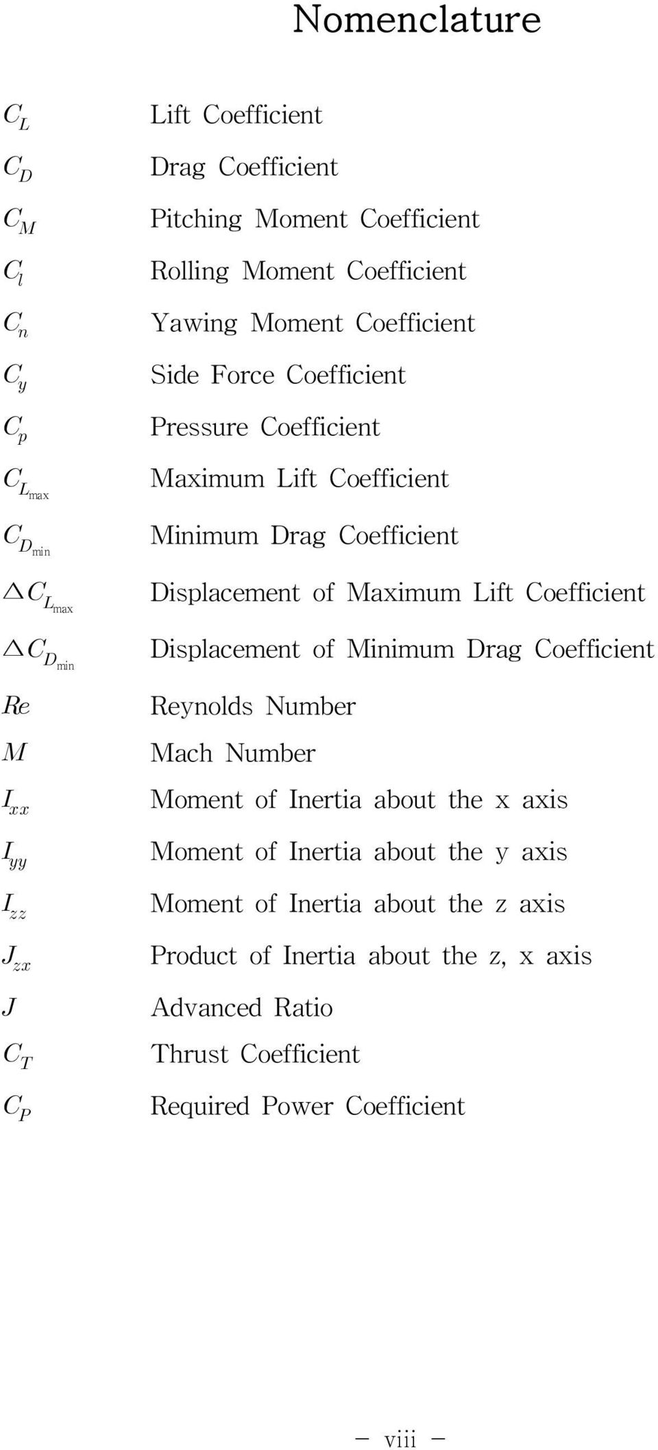 DisplacementofMaximum LiftCoeficient DisplacementofMinimum DragCoeficient ReynoldsNumber MachNumber