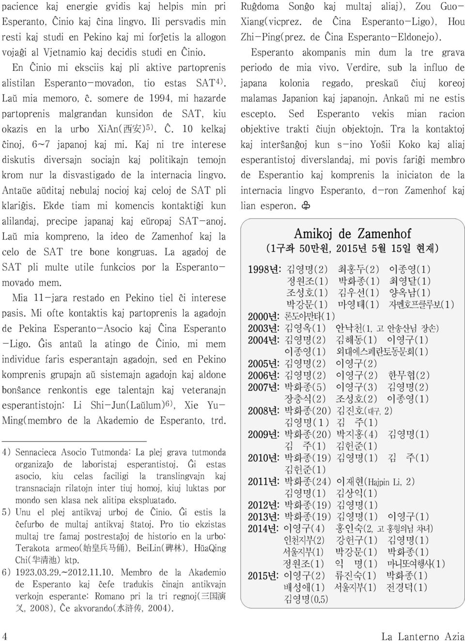 somere de 1994, mi hazarde partoprenis malgrandan kunsidon de SAT, kiu okazis en la urbo XiAn( 西 安 ) 5). Ĉ. 10 kelkaj ĉinoj, 6~7 japanoj kaj mi.