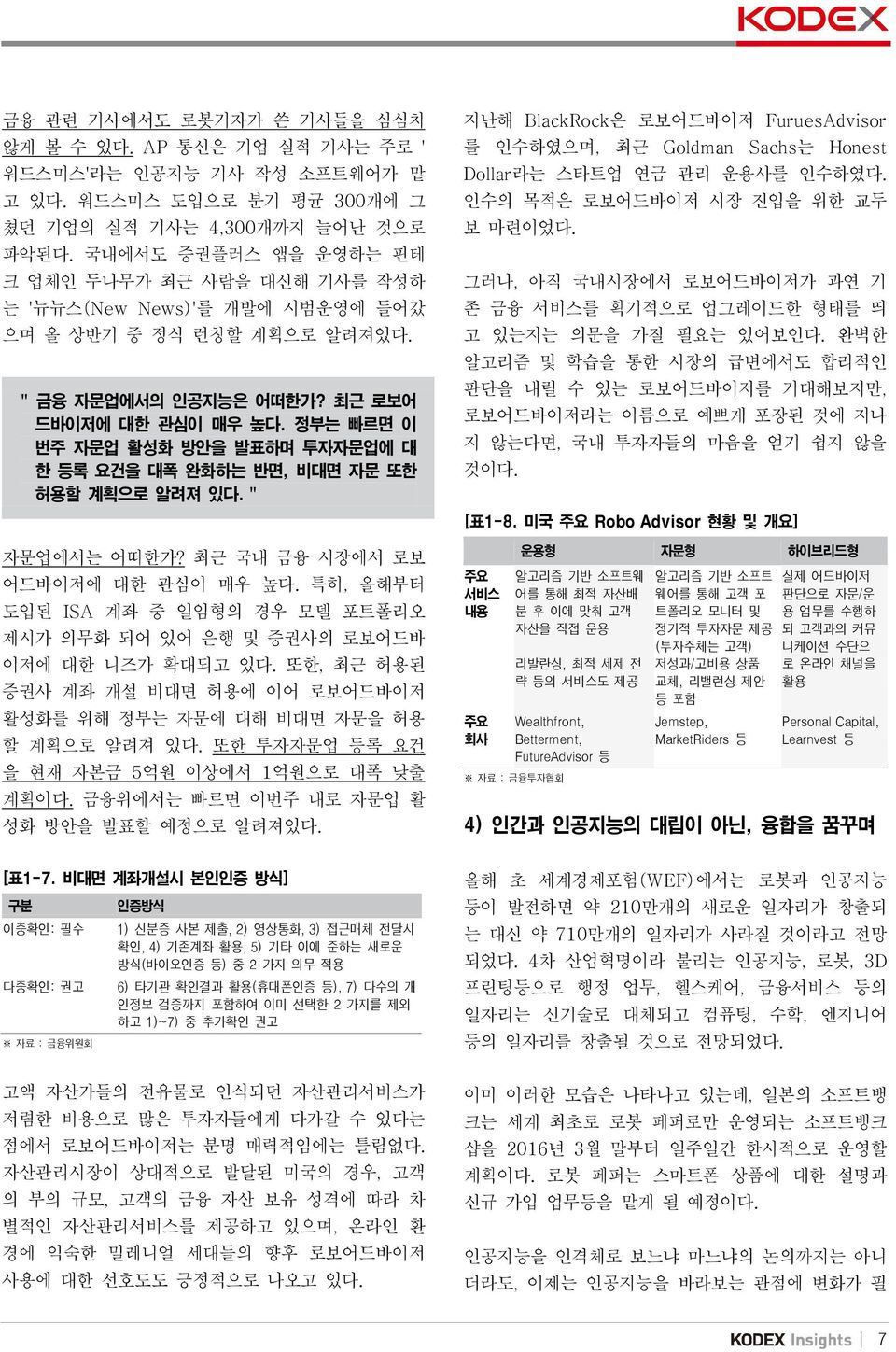 정부는 빠르면 이 번주 자문업 활성화 방안을 발표하며 투자자문업에 대 한 등록 요건을 대폭 완화하는 반면, 비대면 자문 또한 허용할 계획으로 알려져 있다. " 자문업에서는 어떠한가? 최근 국내 금융 시장에서 로보 어드바이저에 대한 관심이 매우 높다.