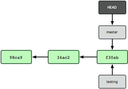 Scott Chacon Pro Git 3.1 절브랜치란무엇인가? $ git branch testing 새로만든브랜치도지금작업하고있던마지막커밋을가리킨다 ( 그림 3-4). 그림 3.4: 커밋개체를가리키는두브랜치 지금작업중인브랜치가무엇인지 Git은어떻게파악할까? 다른버전관리시스템과는달리 Git은 HEAD 라는특수한포인터가있다.