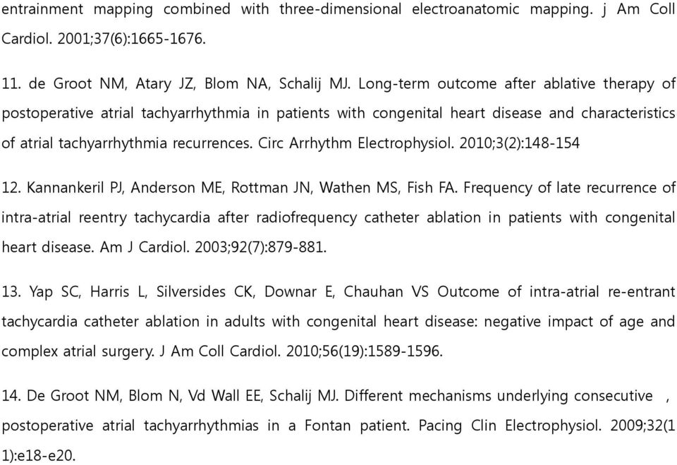 Circ Arrhythm Electrophysiol. 2010;3(2):148-154 12. Kannankeril PJ, Anderson ME, Rottman JN, Wathen MS, Fish FA.