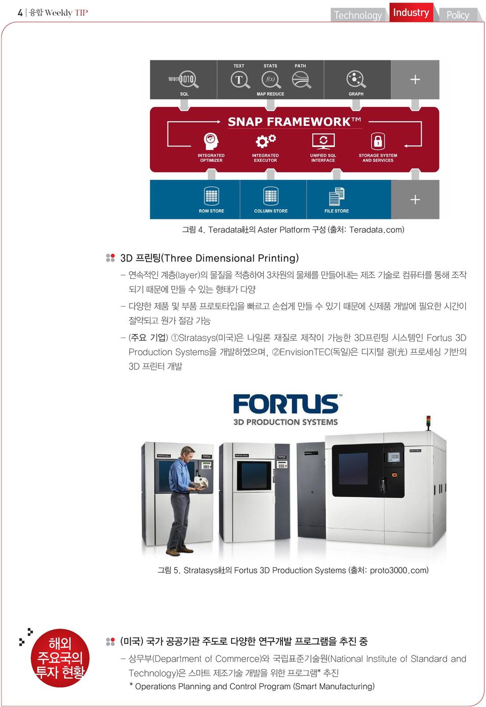개발에 필요한 시간이 절약되고 원가 절감 가능 - (주요 기업) 1Stratasys(미국)은 나일론 재질로 제작이 가능한 3D프린팅 시스템인 Fortus 3D Production Systems을 개발하였으며, 2EnvisionTEC(독일)은 디지털 광( 光 ) 프로세싱 기반의 3D 프린터 개발 그림 5.
