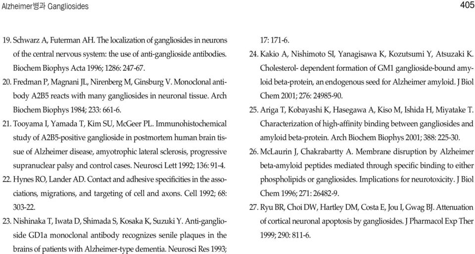 Arch Biochem Biophys 1984; 233: 661-6. 21. Tooyama I, Yamada T, Kim SU, McGeer PL.