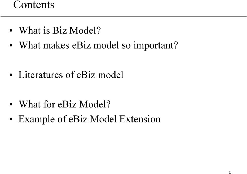 Literatures of ebiz model What for