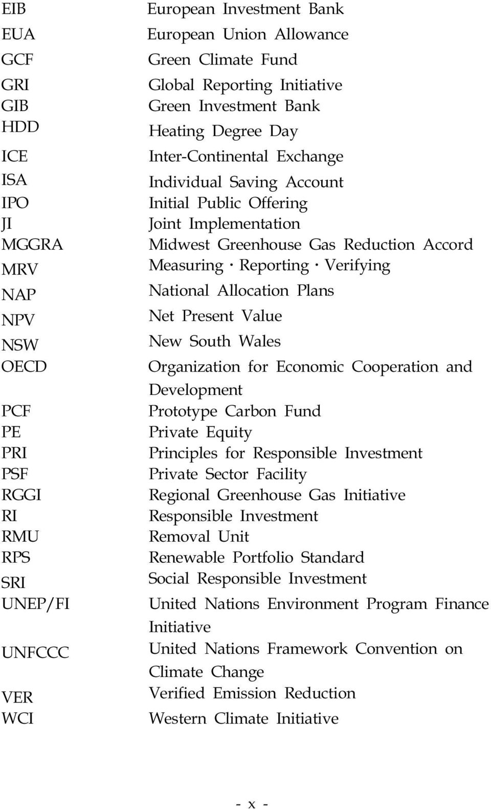 Measuring Reporting Verifying National Allocation Plans Net Present Value New South Wales Organization for Economic Cooperation and Development Prototype Carbon Fund Private Equity Principles for