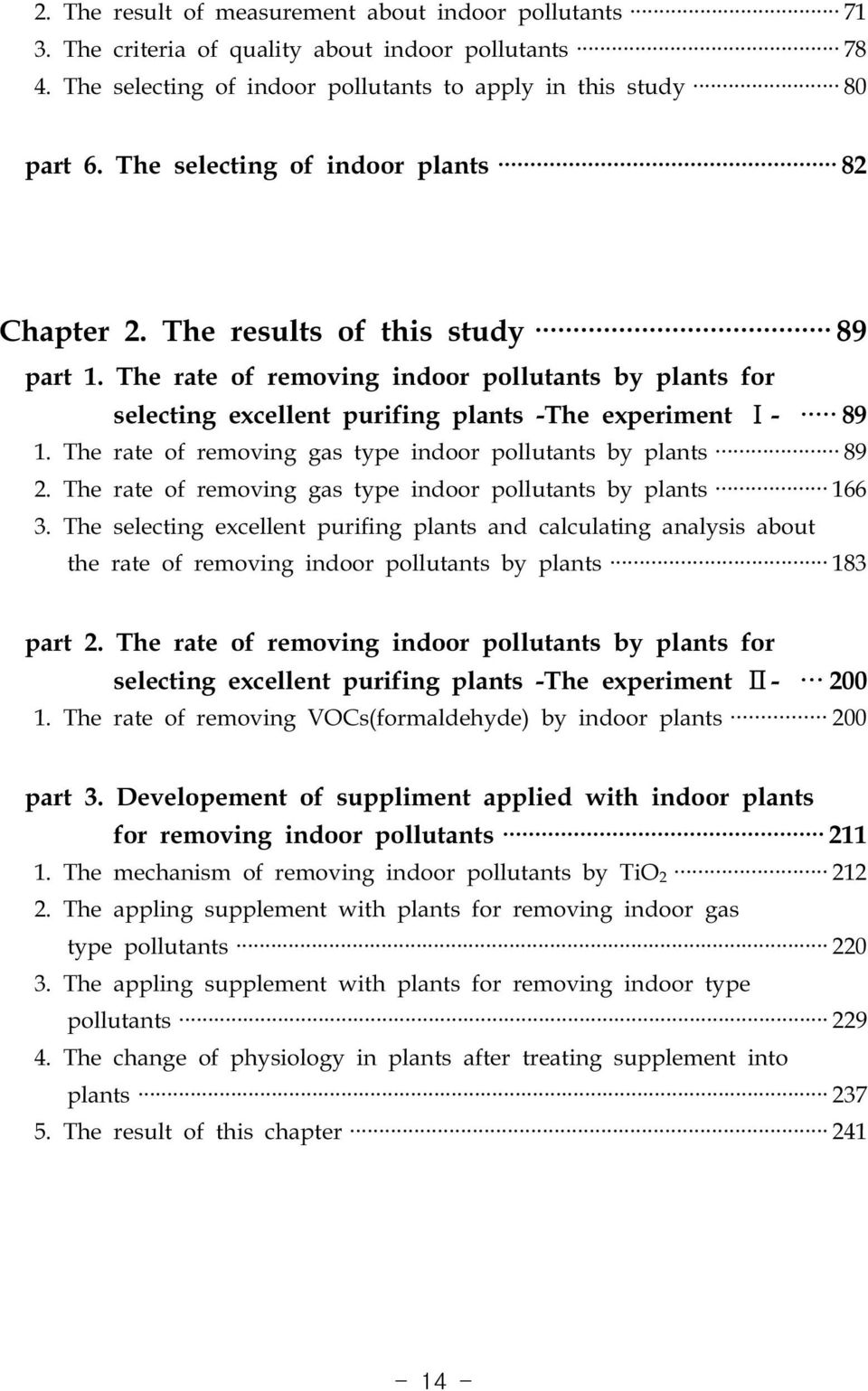 The rate of removing gas type indoor pollutants by plants 89 2. The rate of removing gas type indoor pollutants by plants 166 3.