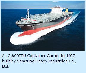 Containership Tipe Ukuran Konsumen Produsen Container Carrier 13.800 TEU MSC Samsung Heavy Industries Co., Ltd. Containership 1.043 TEU JOSCO Star Shipping Co., Ltd. Dae Sun Shipbuilding & Engineering Co.