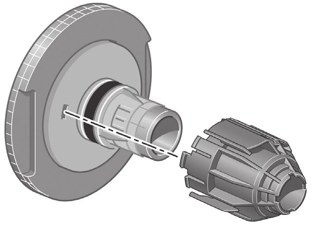 Shown above is one of the core adaptors supplied. Use these when the roll core is of a larger diameter.