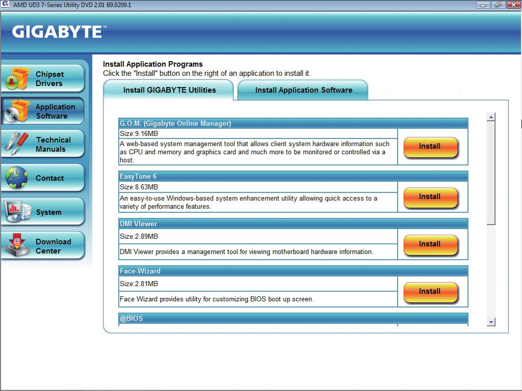 3-2 Application Software ( 응용프로그램소프트웨어 ) 이페이지는 GIGABYTE
