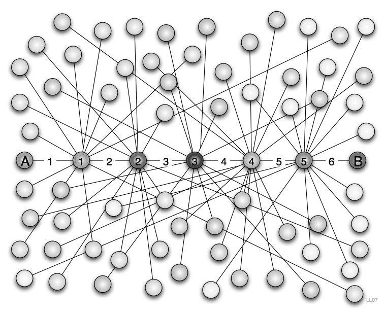 제2장네트워크분석법개요 17 < 그림 9> 여섯단계의분리 제 2 절네트워크분석법 네트워크의구성 상관자료 (Relational data) - 관심의대상이되는네트워크의분석은네트워크를표현하는작업으로부터출발 하며이때필요한것이상관자료 (relational data) 임.