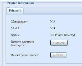 프린터정보 Application Server ( 응용프로그램서버 ) 메뉴에서 Printer ( 프린터 ) 항목을선택하면 Printer Information ( 프린터정보 ) 화면이표시됩니다. 이화면에서는 USB 포트에연결된 USB 프린터에대한다음정보를제공합니다.