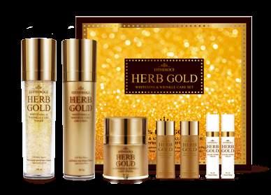 Estheroce Herb Gold Whitening & Wrinkle Care Set is a premium skincare set containing an active ingredient of 99.