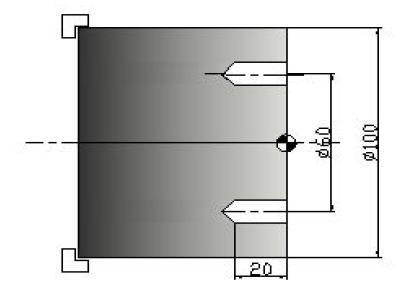 12.M( 밀링 ) 형고정사이클 1) G85 단면 Boring Cycle 예제 90 도갂격으로단면에깊이 20mm 보링가공 (C 축 ) T0808