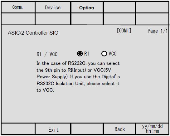 옵션설정화면을표시하려면, [Peripheral Settings] 에서 [Device/PLC Settings] 를터치합니다. 표시된리스트에서설정하고자하는접속기기를터치한다음 [Option] 을터치합니다.