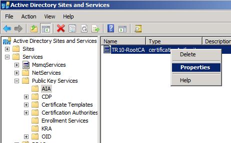 작업을진행한다. 이작업은 Domain Controller 에서수행한다. 먼저, CA 루트인증서를양쪽노드에서홗성화시킨다.