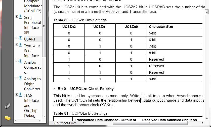 13] UCPOLn Bit 설정 UCSZn1, 0(Chracter Size) 비트는그림 8.
