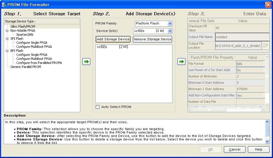 29. Device(bits) -> xcf02s 선택하고 Add Storage