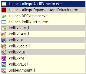 Allegro Exe Directory: extracta.exe 가있는폴더지정 ( 예 ) C:/Cadence/16.2/tools/pcb/bin Command File: ExtractAllegro.