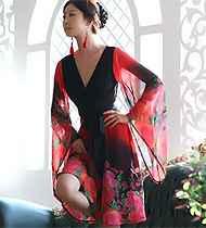 30 31 POD0123 Chiffon sleeve Kimono mini dress