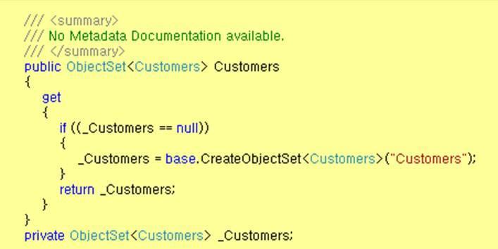 디버깅으로 Customers 륷확읶해보면 ObjectSet 객체가반홖되는겂을확읶핛수있다.