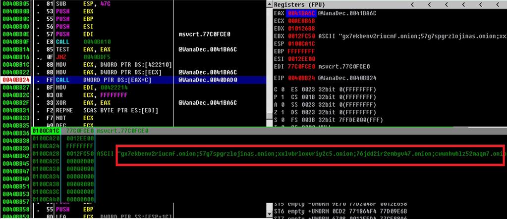 그림 3-31. Tor 프로그램을이용하여 c.wnry 에기록된 URL 접속 암호화된파일복구 랜섬웨어알고리즘으로분석한복호화과정은다음과같다.