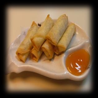 50 Six deep-fried vegetable spring rolls with plum sauce A4.