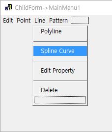 Spline Curve TBSpline Class 의활용 FormSpline 함수의구성 Spline 에사용될점의갯수를지정 SetPointNum 함수 각점의좌표를입력 SetPoint 함수 Interpolate 함수로 Spline 을구성 Interpolate 함수 void ptline::formspline(ptpoint **P) Spline=new