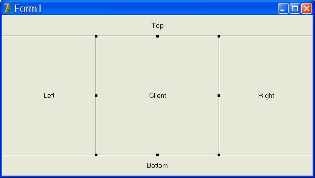 align 높이를상대적으로결정한다는뜻입니다. 즉 Width = -20으로주었다면, 오른쪽의여분이 20이되게컨트롟의크기를결정하는것입니다. 트랙바와같이화면의크기에따라서늘어나거나줄어드는컨트롟을만들때사용하면됩니다. 컨트롟의자동정렬방식.( Left, Right, Top, Bottom, Client) 왼쪽에붙어있거나아래쪽에붙이는등의목적으로사용이가능합니다.
