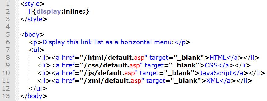 Changing How an Element is Displayed The following example