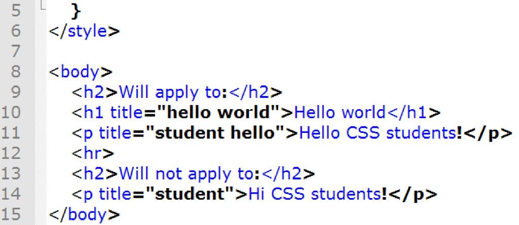 CSS Attribute Selectors (Cont.