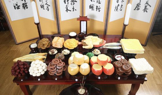 3. Cách bày biện các món ăn trên mâm cúng và ý nghĩa 3.1. Cách bày biện Một mâm lễ cúng của ngƣời Hàn Quốc đƣợc bày biện theo nguyên tắc, khá cầu kỳ, cẩn thận và mang nhiều ý nghĩa.