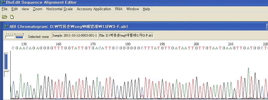 - 유전자분석법활용 - Ⅴ 유전자증폭산물의결과판정 1. 결과판정 1.1. PCR 산물확인종특이프라이머 Species-specific primer 를사용한 PCR 결과산물의생성유무및크기를확인하여종을판별한다. 다만 필요시에는 PCR 산물에대하여염기서열을결정하고유전자 DB를이용하여종 동정을할수있다. 1.2.