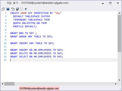 SQLGate for Oracle Developer User Guide 172 6. 테이블스페이스할당량을부여합니다.