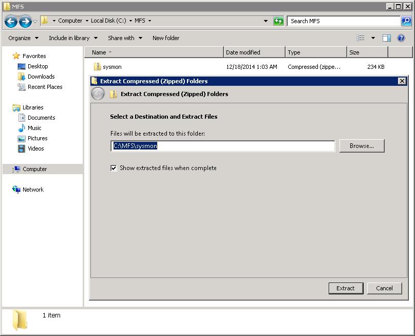 MFS 4.2_INSTALL GUIDE 2.SQL Server-Side 구성하기 Sysmon Sysmon Agent 설치하기 1.