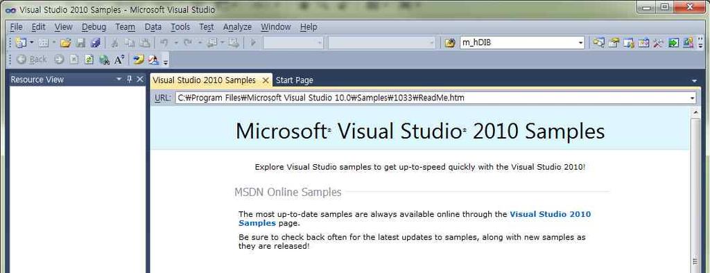 클릭 2. Visual Studio 2010 Samles 클릭 실습용