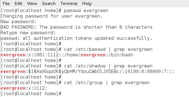 4.1.1 사용자계정생성 사용자계정생성 - ID : evergreen useradd / adduser 패스워드설정 -