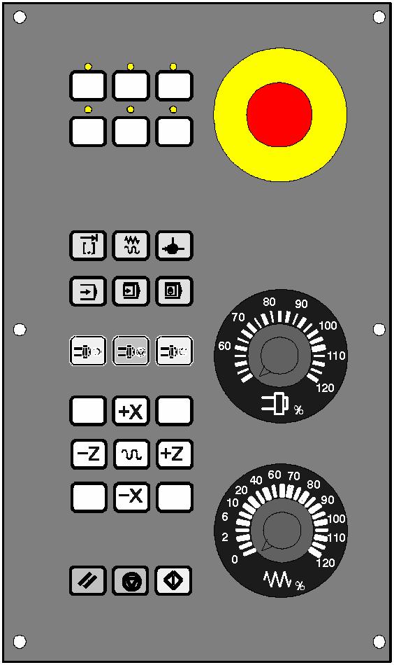 기계조작반의키정의 기계조작반의키정의 사용자정의키 (LED 사용 ) 사용자정의키 (LED 사용안함 ) 증분이송모드 조그모드 원점복귀 자동모드 싱글블록 MDA 모드 스핀들 CCW 회전 스핀들정지 스핀들 CW 회전