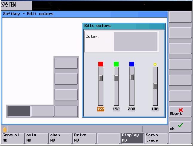 시스템 7.2 시스템소프트키 (MD) Color SoftKey 팁과소프트키영역의색을변경하는데사용합니다.